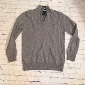 Nautical 1/4 zip sweater. Boys L 14/16. Gently used.